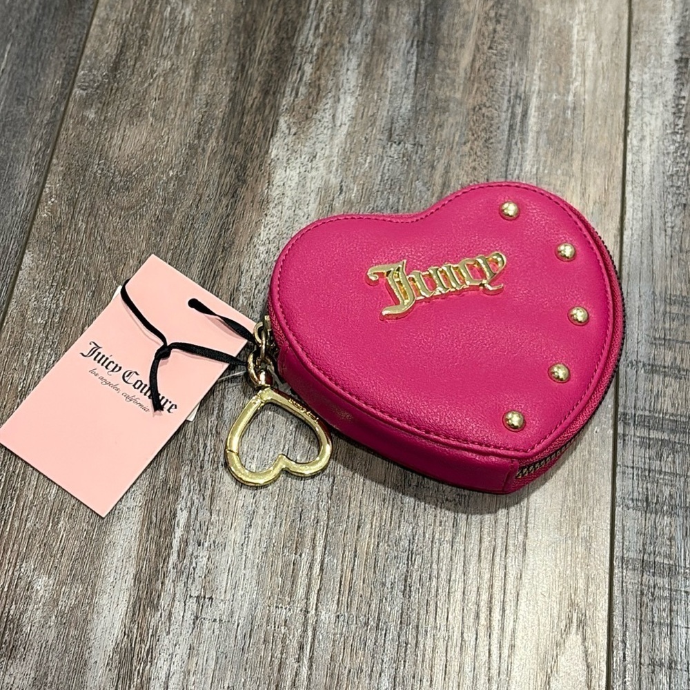 Juicy Couture New NWT Pink Raspberry Tart Heart Keychain Charge Purse